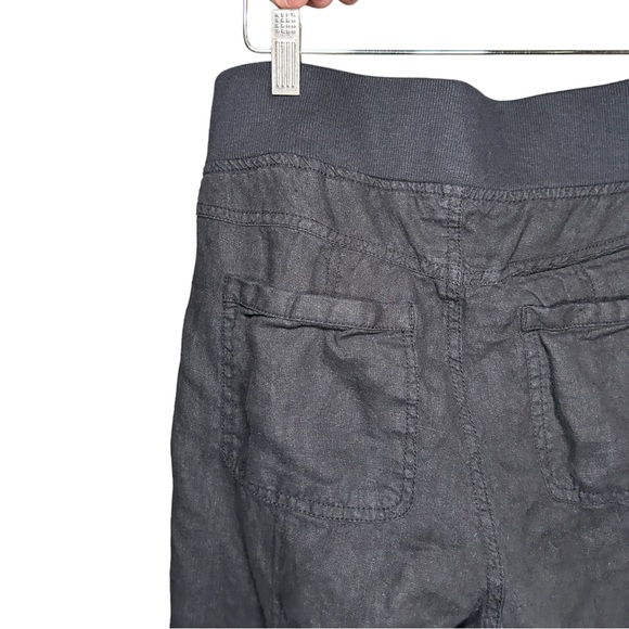 Athleta 100% Linen Wide Leg Pull-On Drawstring Waist Athletic Pants Black Size 6 - Picture 9 of 14